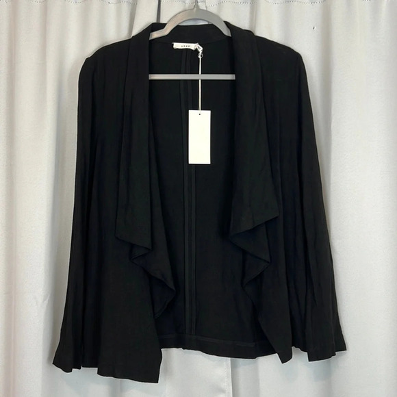 New Lush Black Waterfall Linen Blend Crepe Blazer Size Small - Picture 1 of 5